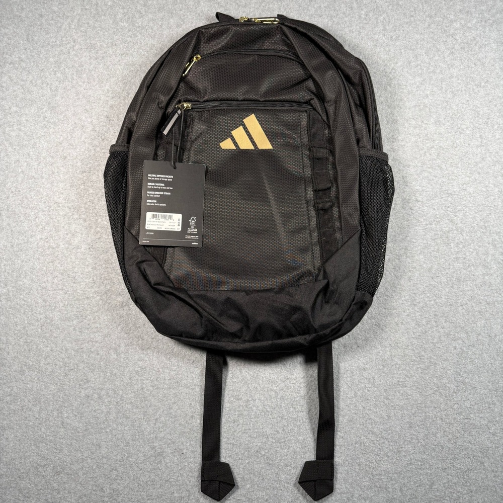 Adidas Excel 6 Backpack Black Gold Metallic LoadSpring School Travel Bag LP1098